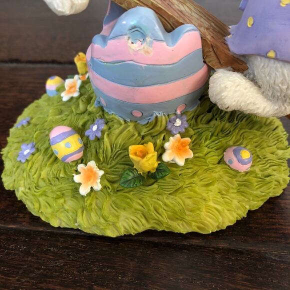 Bunnies on a Seesaw Figure Easter Decor Colorful Spring Polystone? Moveable - Picture 6 of 10